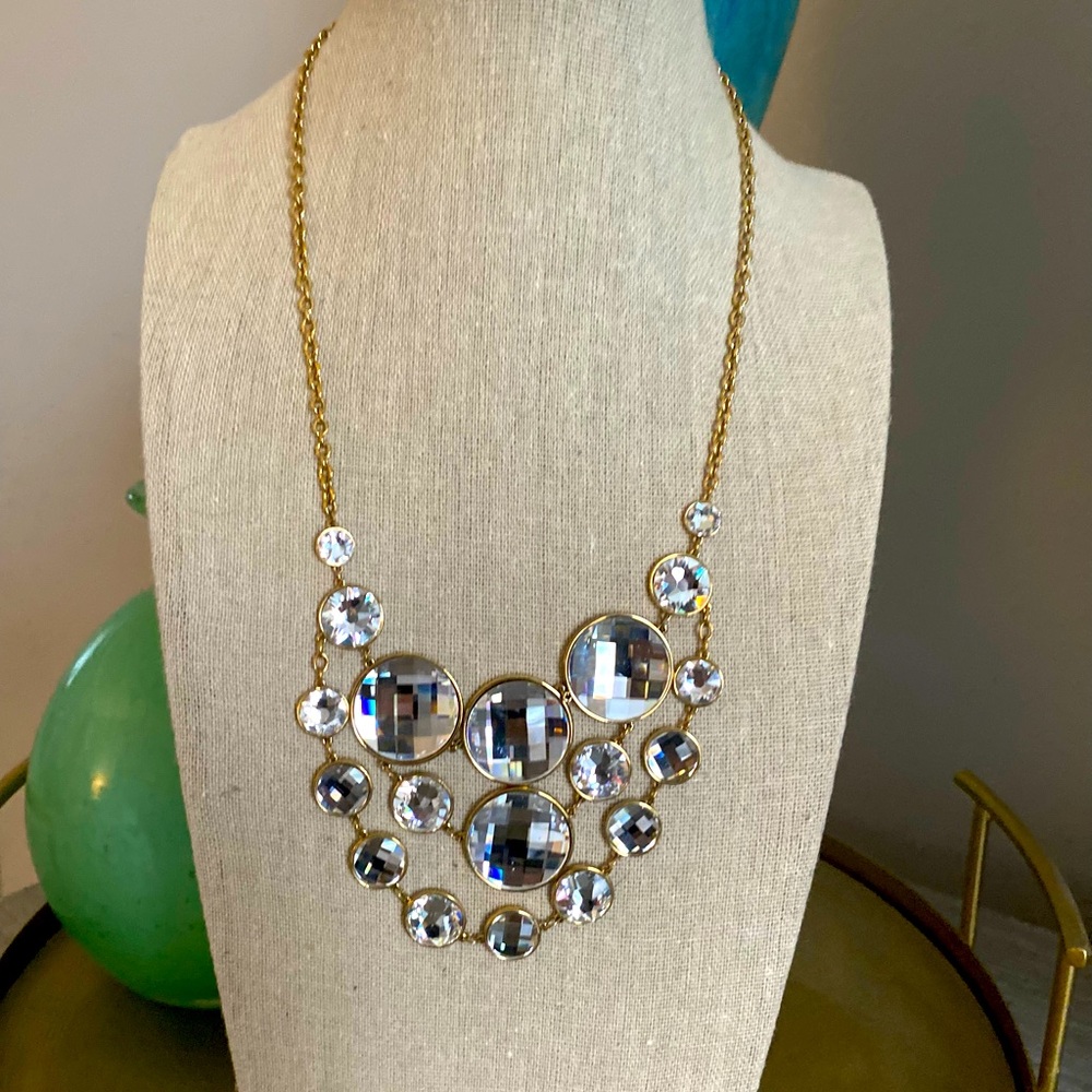 Champagne Bib Gold statement necklace with Swarovski crystals